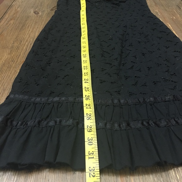 NEW 100% Cotton Black Eyelet Ribbon Detail Dress S - Picture 4 of 7